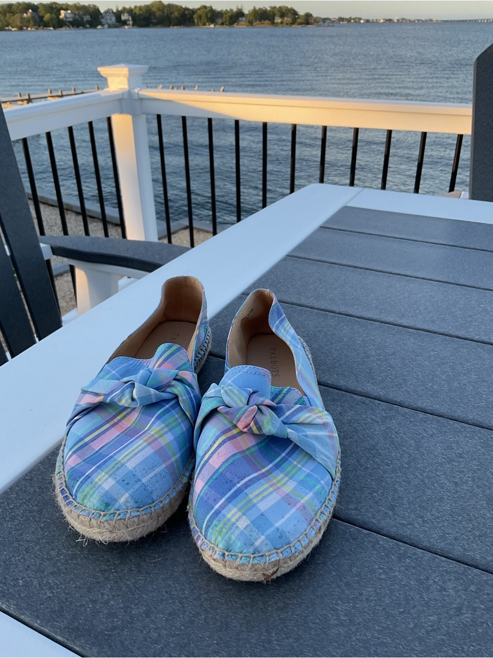 Talbots Pastel Plaid Espadrille Slip-Ons